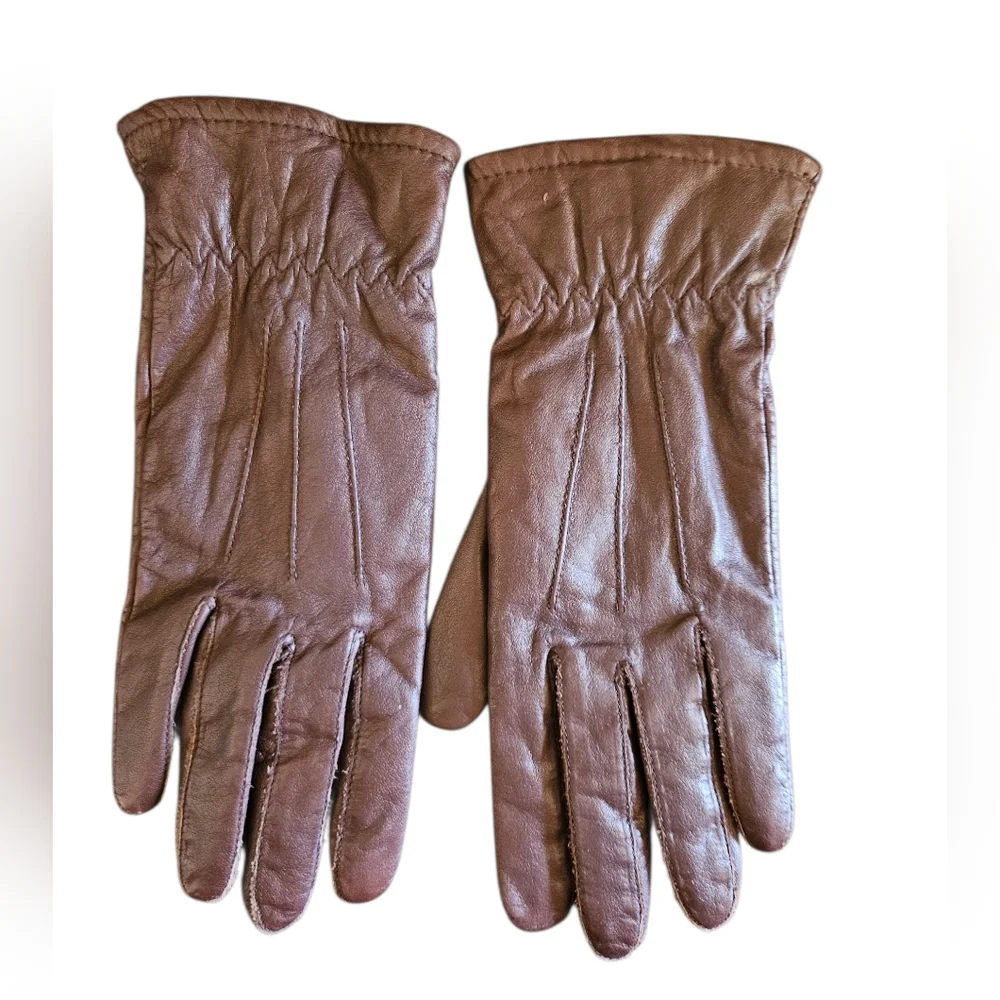 Women's Chocolate Brown Leather Thinsulate Insulation Gloves Size M